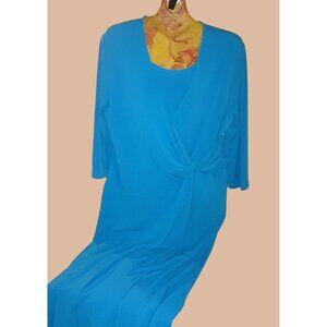 Serengeti Catalog A-line Dress Women Size XL Blue Knotted Waist Long Sleeve